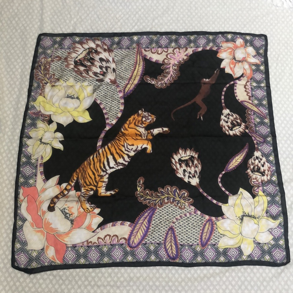 Vince Camuto Tiger Monkey Floral Scarf